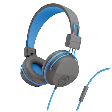 Jbuddies Studio Wired On Ear Kids Headphones, Blue And Gray